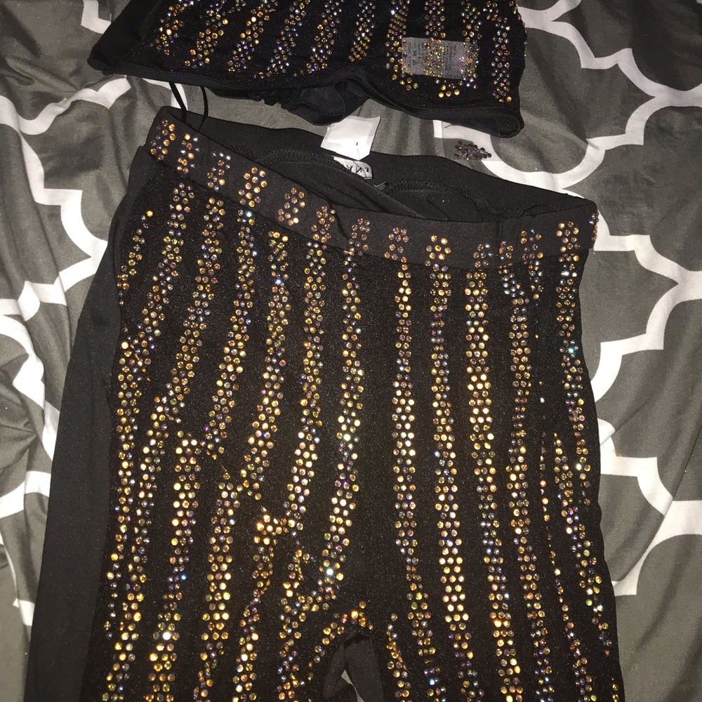 black and gold bdazzled two piece brand new!